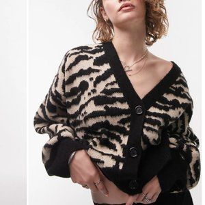 Topshop Zebra Jacquard Crop Cardigan